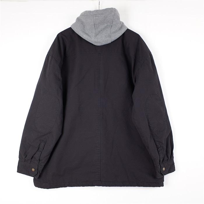 Dickies ディッキーズ ワークシャツジャケット ジップパーカーレイヤード調 メンズUS-2XLサイズ ブラック キルティングライナー jk-3195｜canopus-web-shop｜03