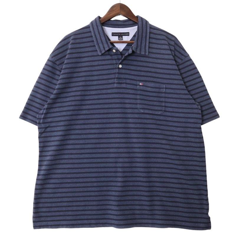 【新品タグ付】 トミーヒルフィガー ポロシャツ XL 紺 鹿の子 ロゴ刺繍 半袖 TOMMY HILFIGER（トミー・ヒルフィガー） 鹿の子半袖ポロシャツ ワン