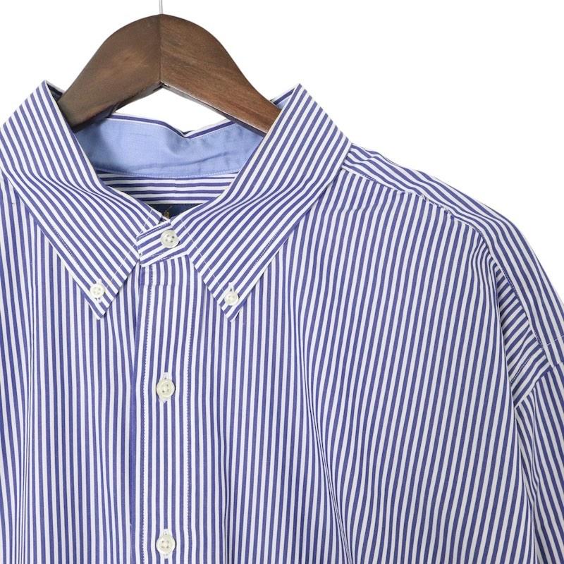 美品 現行 ラルフローレン ネイビー ストライプ ボタンダウン 長袖 シャツ M POLO RALPH LAUREN（ポロ・ラルフローレン） ラルフローレン 長袖
