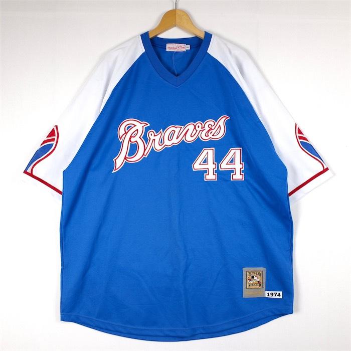 新品未使用品 USA製 Mitchell&Ness ベースボールシャツ 4XLサイズ MLB ATLANTA BRAVES COOPERSTOWN COLLECTION ワッペン ブルー sh-4098｜canopus-web-shop｜02