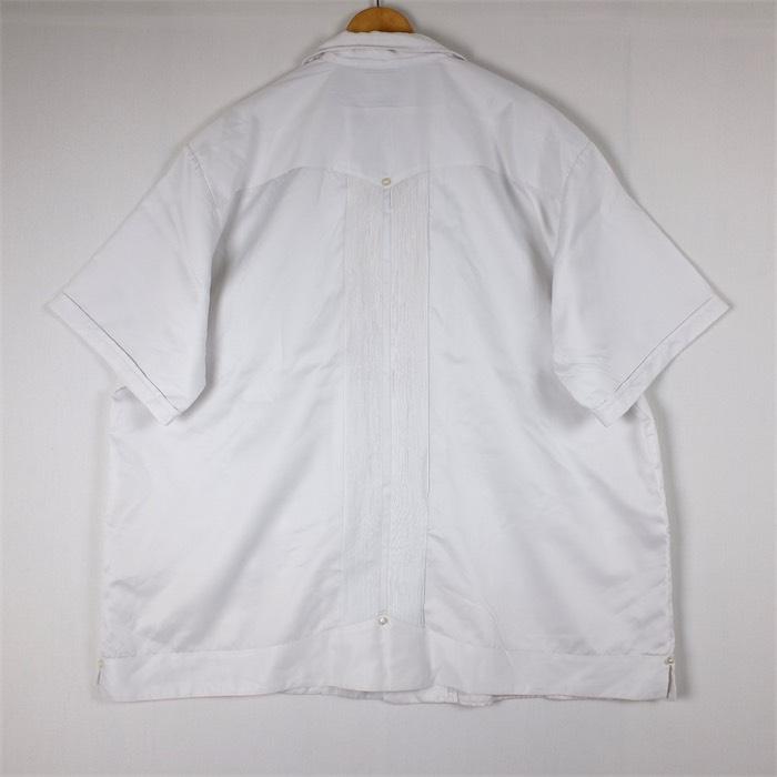 GUAYABERA Campos オープンカラー半袖キューバシャツ 刺繍入り サテン 