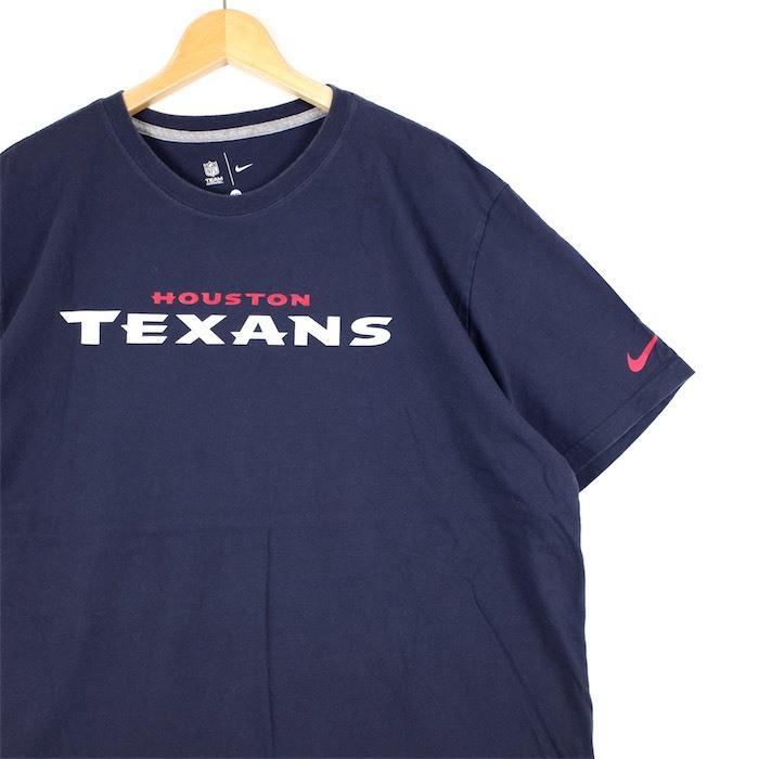 NIKE ナイキ クルーネック半袖プリントTシャツ メンズUS-XXLサイズ NFL HOUSTON TEXANS ネイビー スウォッシュ スウッシュビッグ t-2257n｜canopus-web-shop
