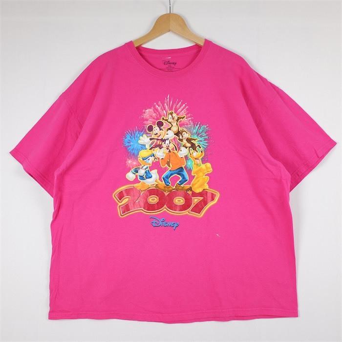 ディズニー　グーフィー　半袖Tシャツ 2007年 ディズニー 半袖プリントTシャツ メンズUS-XXLサイズ