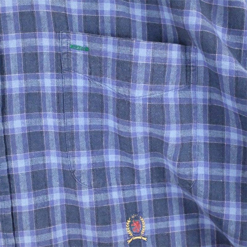 古着 大きいサイズ 旧タグ トミーヒルフィガー リネン混紡 半袖ボタン