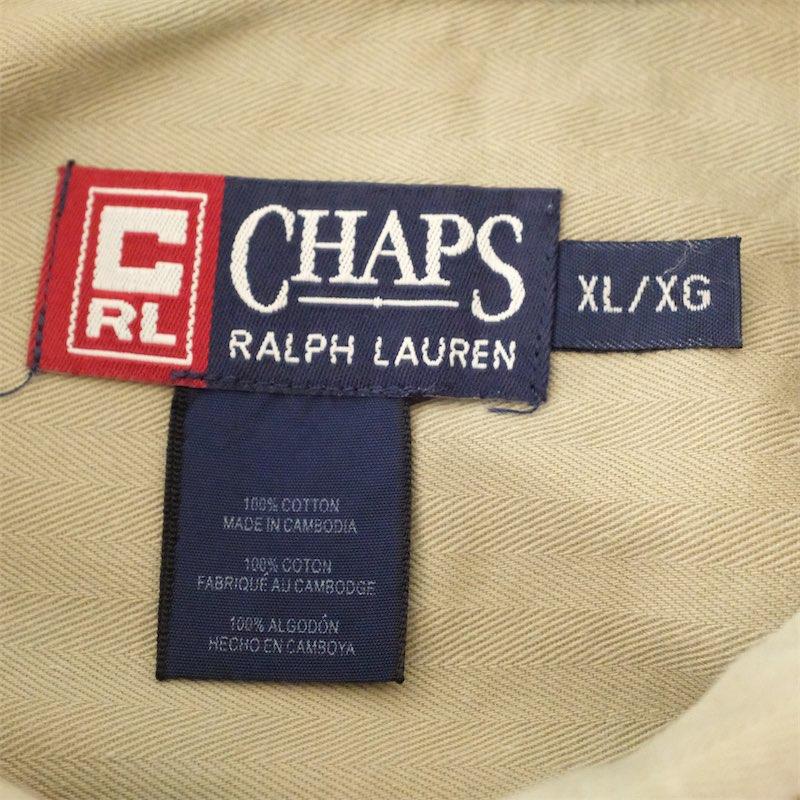 古着 大きいサイズ 90's 旧タグ チャップス ラルフローレン 長袖ボタンダウンシャツ メンズUS-XLサイズ 無地 ベージュ系 tn-1505n｜canopus-web-shop｜05