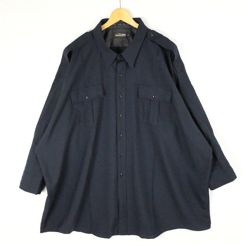 古着 超大きいサイズ uniforms Perfection 長袖ワークシャツ メンズUS-6XLサイズ 無地 黒 ブラック系 tn-2172｜canopus-web-shop｜02