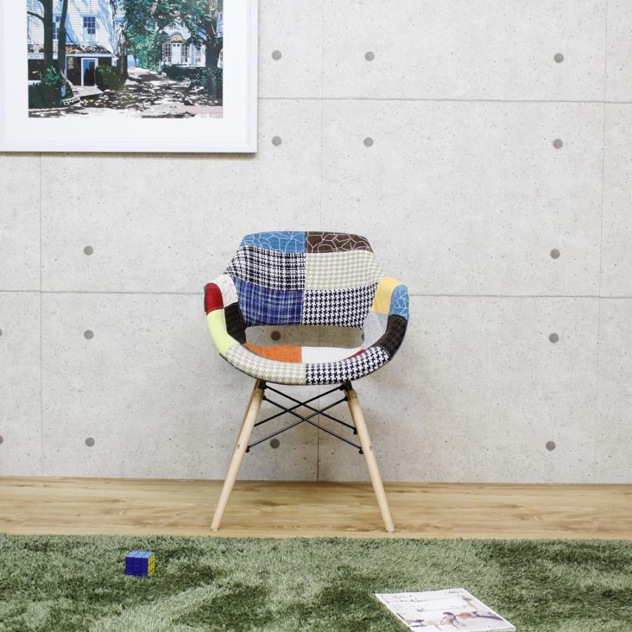 パッチワークデザインチェアー ダイニングチェア 北欧 頑丈 インテリア
