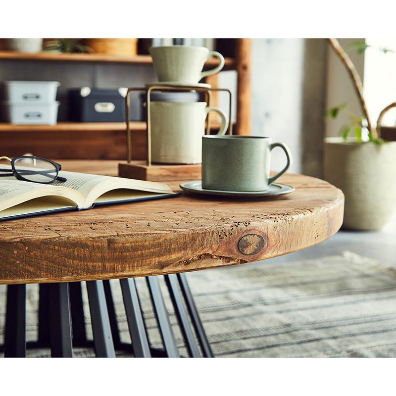 パイン無垢材 サイドテーブル サイドテーブル 60cm 丸 テーブル 幅60 無垢材 古民家風