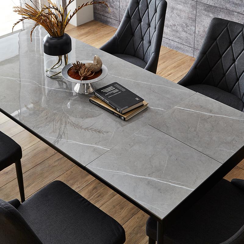 ダイニングテーブルセット 伸長式 7点 6人用 セラミックテーブル 北欧