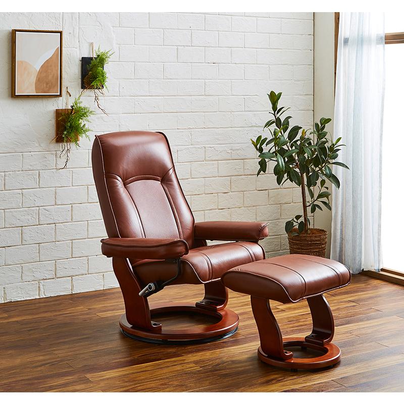 パーソナルチェア リクライニング オットマン付き 白 ホワイト