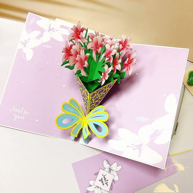 立体バースデーカード 手作り3dポップアップカード 誕生日 飛び出す 花 結婚 グリーティングカード 母の日 メッセージカード 出産祝い カ 最上の品質な