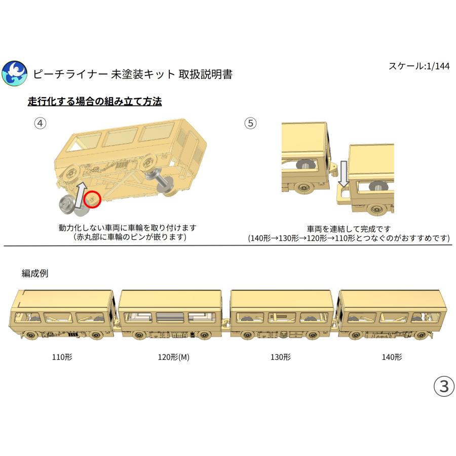 ピーチライナー 100形 未塗装キット 4両セット（1/144） すずめ模型製