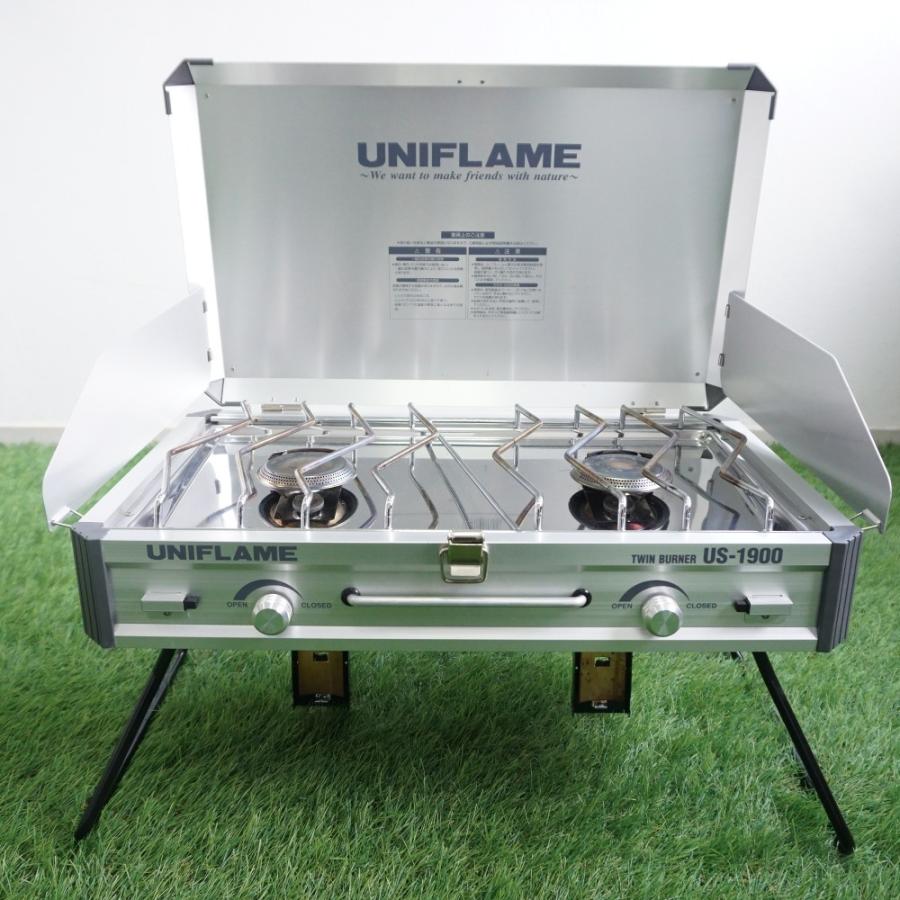[正規販売店] 美品 ユニフレーム UNIFLAM 2バーナー US-1900 焚火台 バーナー ツーバーナー コンロ カセットボンを使用