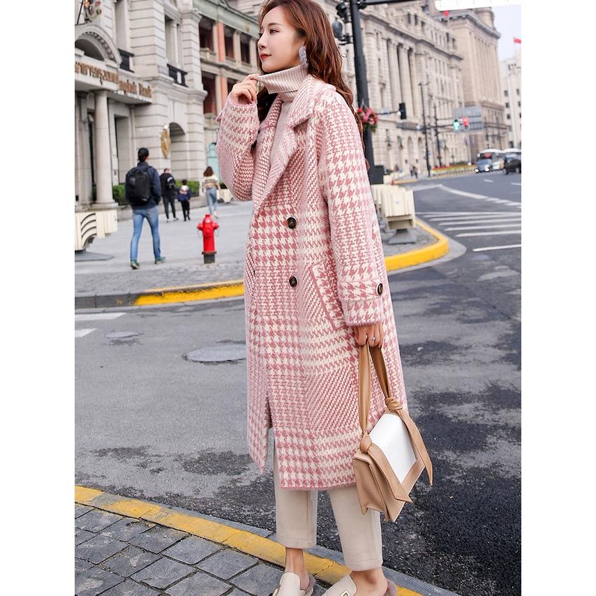 流行に レディース アウター ｐコート ロング丈 千鳥格子 ピンク ブラック カジュアル 秋冬 お出かけ 通勤 デート 新しいコレクション Www Technet 21 Org