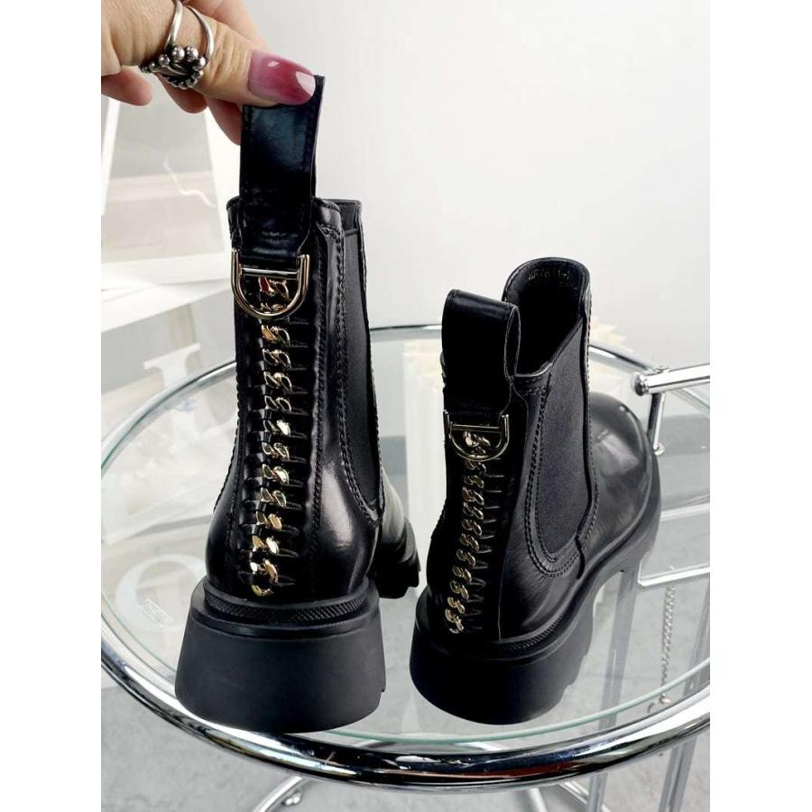 日本クーポン 靴 カジュアル レディース 冬 21 冬物 新作 ブーツ ショートブーツ レザーブーツ チェーン風 サイドゴア サイドゴアブーツ チェルシーブーツ チェルシー ショッピングの人気売れ筋商品 Www Superavila Com