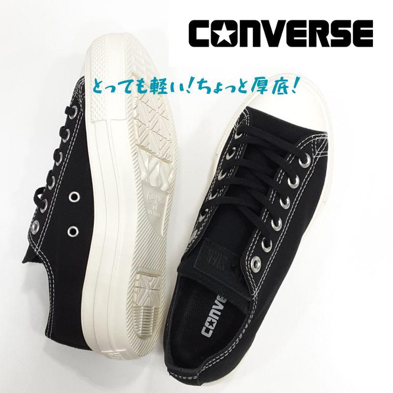コンバース オールスター ライト プラット ポイントスエード オックス LIGHT PLTS POINTSUEDE OX 厚底 レディース スニーカー キャンバス 軽量 女性 ブラック | ALL STAR | 02
