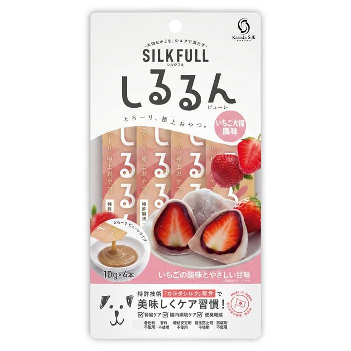 シルクフル SILKFULL 犬用 しるるんピューレ いちご大福風味 10g×4本入り　国産無添加 特許製法シルク成分配合 | 
