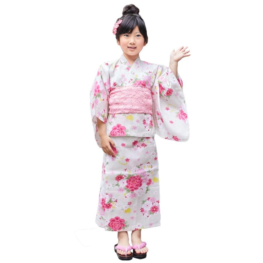 1cm ベージュ地に芍薬とハート キッズ女の子セパレート浴衣2点セット なでしこ Www Arilab Com Tr Index Php