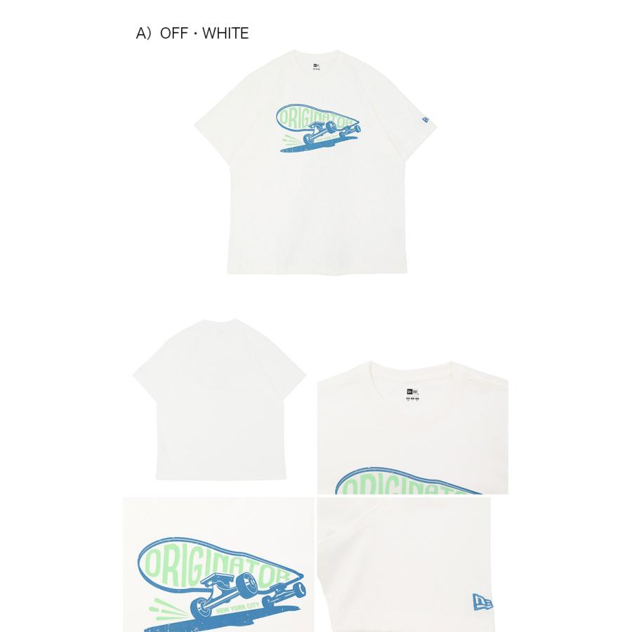 半袖Tシャツ★ニューエラ★CAPS ON THE スケートボード IVORY セール】ニューエラ 韓国企画 半袖Tシャツ スケートボード（T