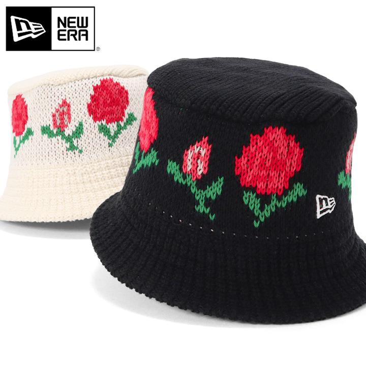 New Era 花刺繍 ニットバケットハット NEW ERA（ニューエラ） 帽子 ハット 「LADIES」花柄刺繍バケハ (NEW