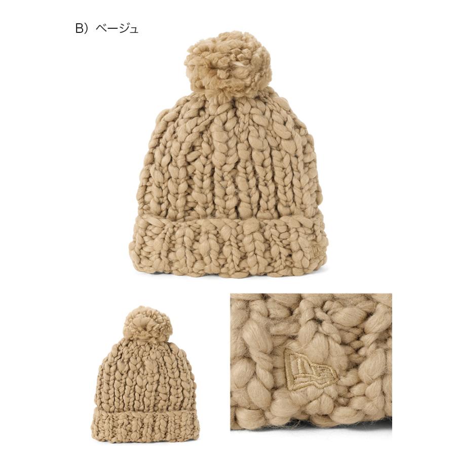 NEW ERA（ニューエラ） ポンポン付きニット帽 無地 チャンキーニット