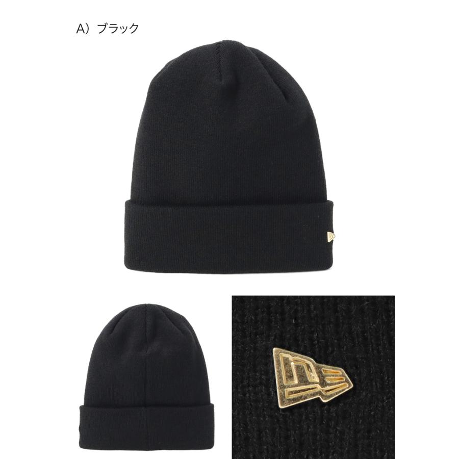 NEW ERA（ニューエラ） ニューエラニット帽 メタルフラッグ ロゴ 無地