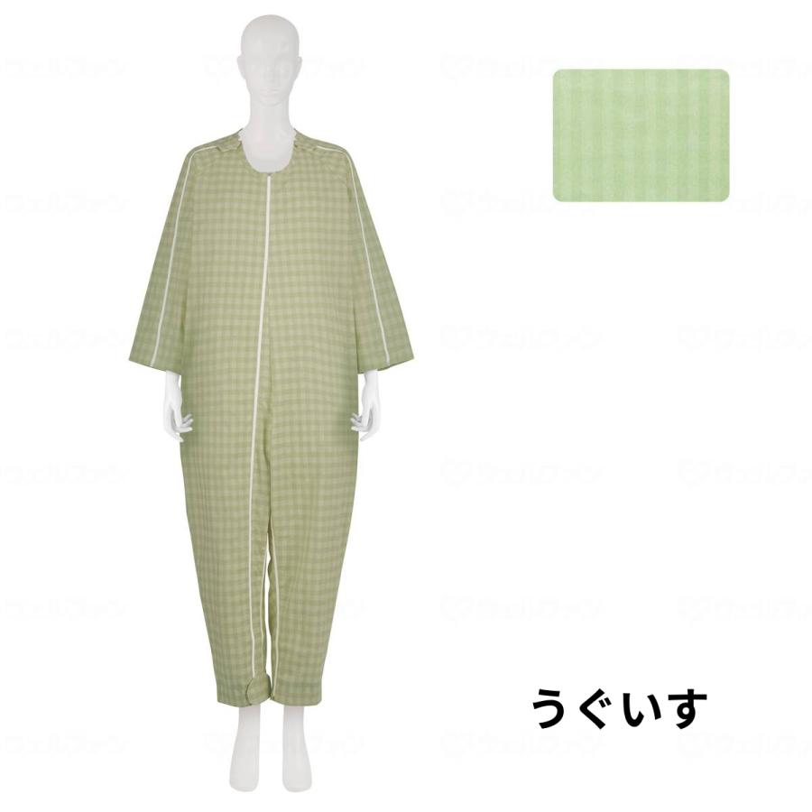 【首元〜両足首/股部分/両腕ファスナー】 介護用つなぎ フドーねまきC | S M L LL 介護 介護用 つなぎ パジャマ おむついじり防止 認知症 いたずら防止_9