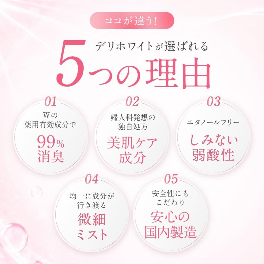 LDKベストバイ第1位 デリケートゾーン 匂いケア ニオイ ミスト スプレー 逆さまで使える 脱毛後 エタノールフリー 無添加 日本製 30ml デリホワイト 医薬部外品 | DELIWHITE | 06