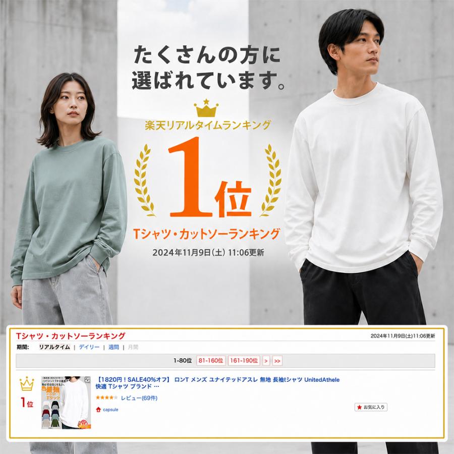 United Athle（ユナイテッドアスレ） ロンT メンズ 長袖 Tシャツ 無地