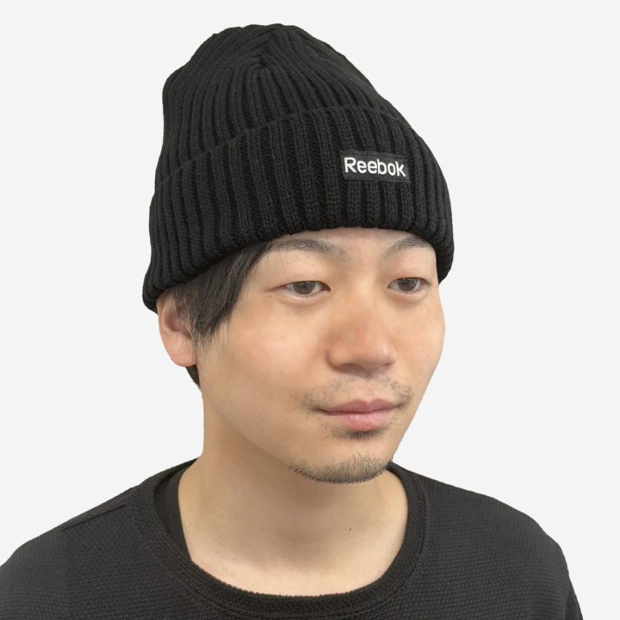 Reebok（リーボック） ニット帽 メンズ ワンポイント ロゴ リブ編み