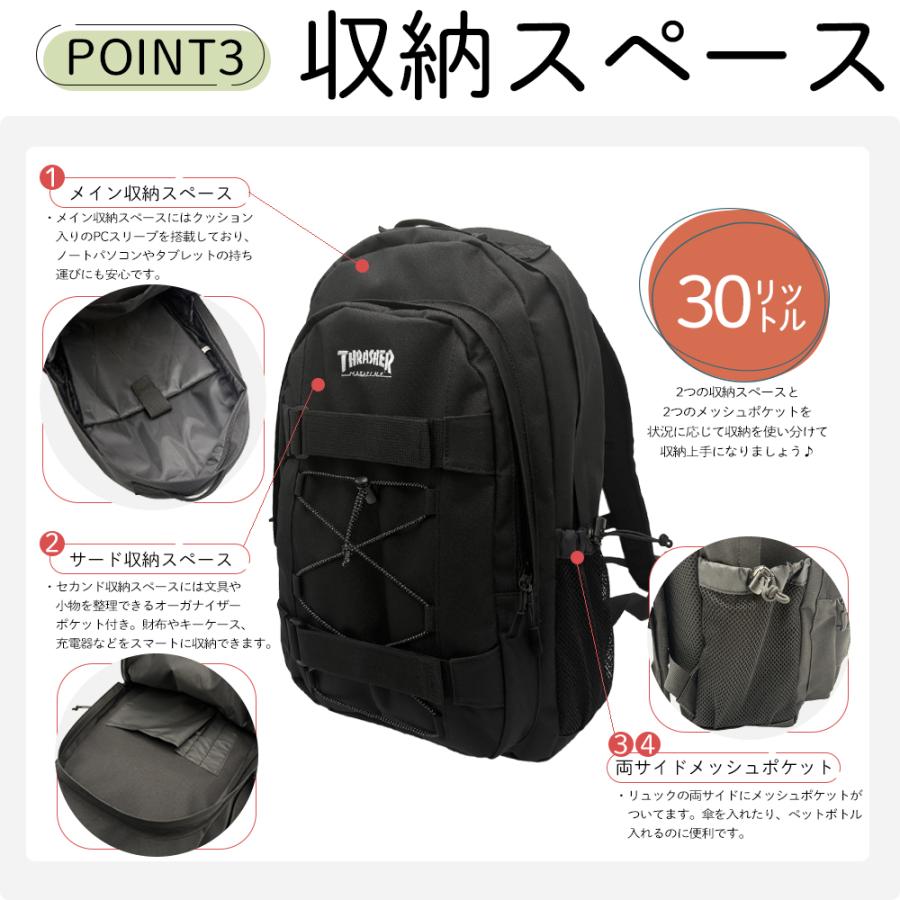 リュック 通学 大容量 30L THRASHER 特典つき スラッシャー メンズ レディース 通勤 バックパック 丈夫 撥水 おしゃれ ブランド thrasher318-THCA-303 | THRASHER | 04