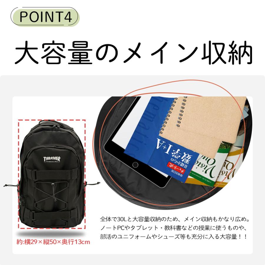 リュック 通学 大容量 30L THRASHER 特典つき スラッシャー メンズ レディース 通勤 バックパック 丈夫 撥水 おしゃれ ブランド thrasher318-THCA-303 | THRASHER | 05