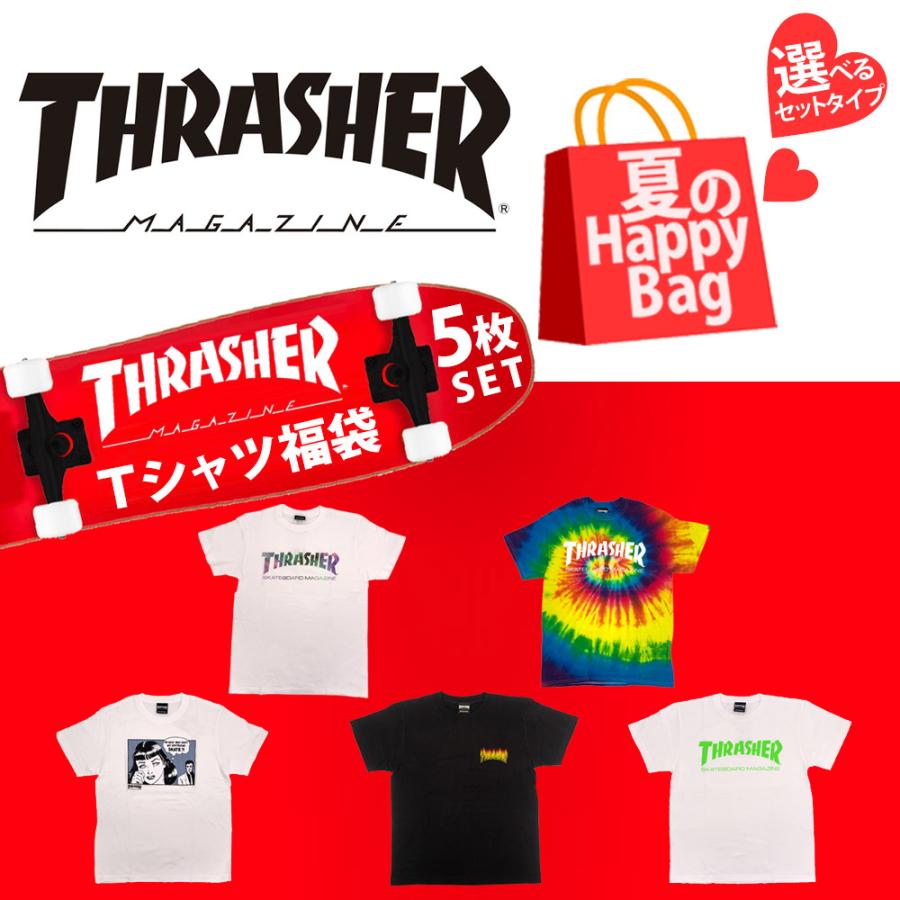 Tシャツ 5枚セット THRASHER スラッシャー 夏のハッピーバッグ 福袋 2024 5枚入り Mサイズ限定 メンズ レディース アパレル まとめ買い 5枚組 お買い得 SALE | THRASHER | 01