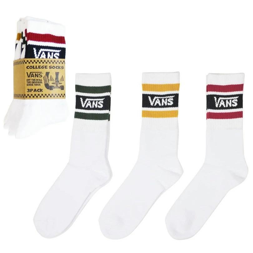輝い Vans ソックス バンズ 靴下 ゆうパケット送料無料 ホワイト Border Socks College ボーダー ロゴ スケート スケーター メンズ レディース クルー ハイソックス Whitesforracialequity Org