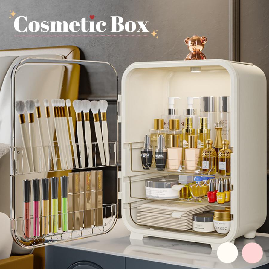 メイクボックス LEDライト付き ミラー付き メイクケース 持ち運び 大容量 化粧箱 化粧ボックス コスメボックス 引き出し 扉 化粧品収納 母の日 | 