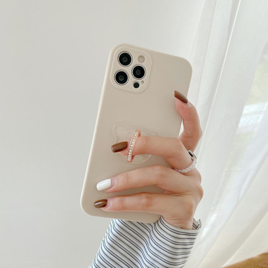 バンカーリング スマホリング クリア 透明 ストーン 指輪 おしゃれ かわいい 360度回転 落下防止 レディース 丸 長方形 ラウンド スクエア 落下防止 スマホ | iPhone | 09