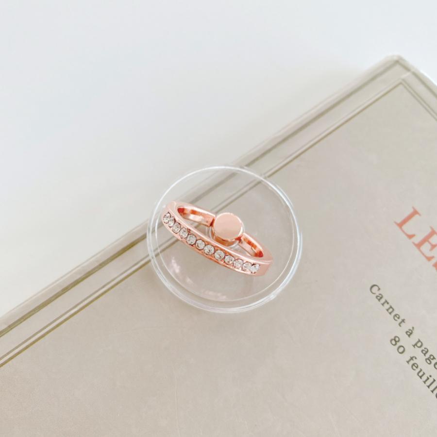 バンカーリング スマホリング クリア 透明 ストーン 指輪 おしゃれ かわいい 360度回転 落下防止 レディース 丸 長方形 ラウンド スクエア 落下防止 スマホ | iPhone | 11