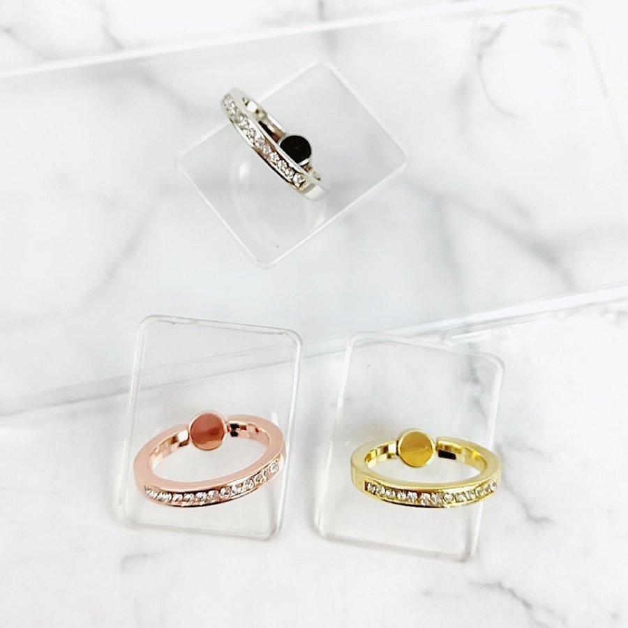 バンカーリング スマホリング クリア 透明 ストーン 指輪 おしゃれ かわいい 360度回転 落下防止 レディース 丸 長方形 ラウンド スクエア 落下防止 スマホ | iPhone | 04