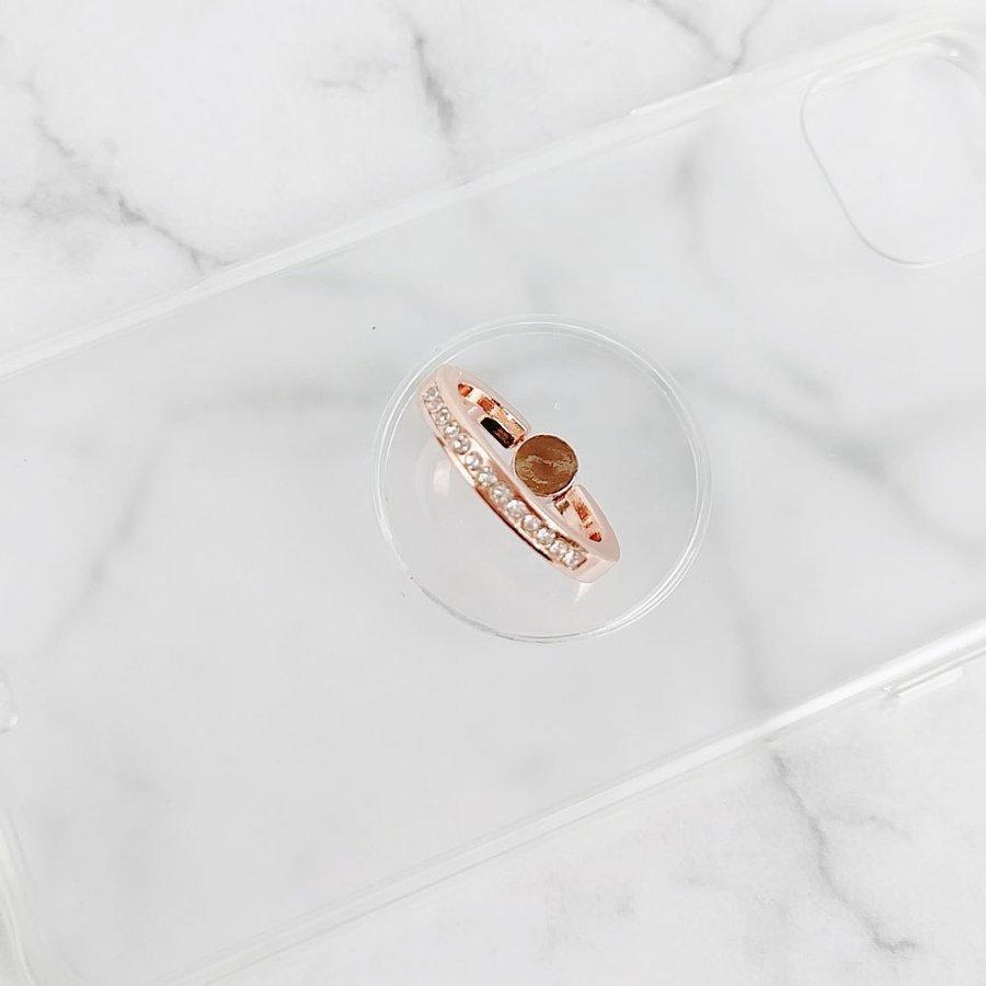 バンカーリング スマホリング クリア 透明 ストーン 指輪 おしゃれ かわいい 360度回転 落下防止 レディース 丸 長方形 ラウンド スクエア 落下防止 スマホ | iPhone | 01