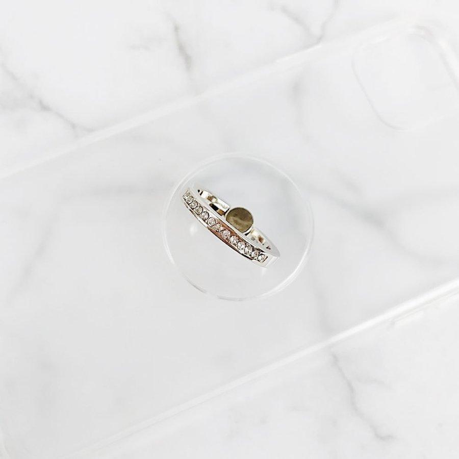 バンカーリング スマホリング クリア 透明 ストーン 指輪 おしゃれ かわいい 360度回転 落下防止 レディース 丸 長方形 ラウンド スクエア 落下防止 スマホ | iPhone | 02