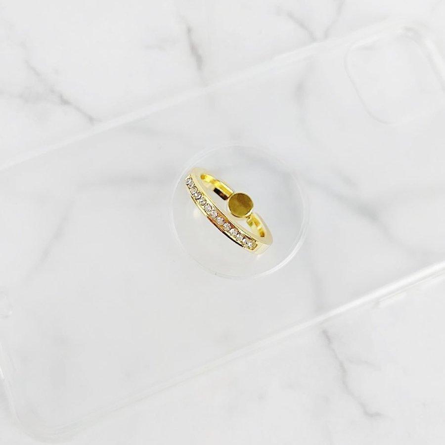 バンカーリング スマホリング クリア 透明 ストーン 指輪 おしゃれ かわいい 360度回転 落下防止 レディース 丸 長方形 ラウンド スクエア 落下防止 スマホ | iPhone | 03