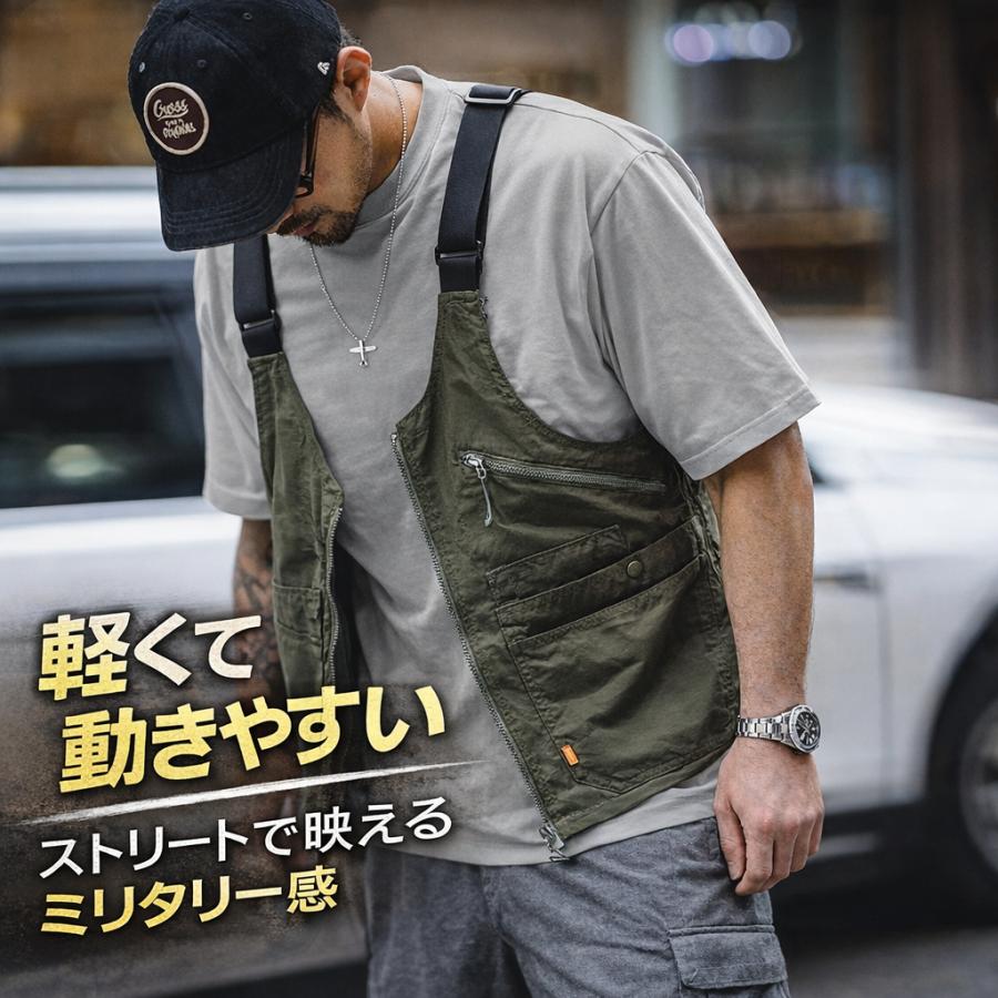 タクティカルベスト メンズ 2WAY バッグ 変形 手ぶら 大容量 多収納