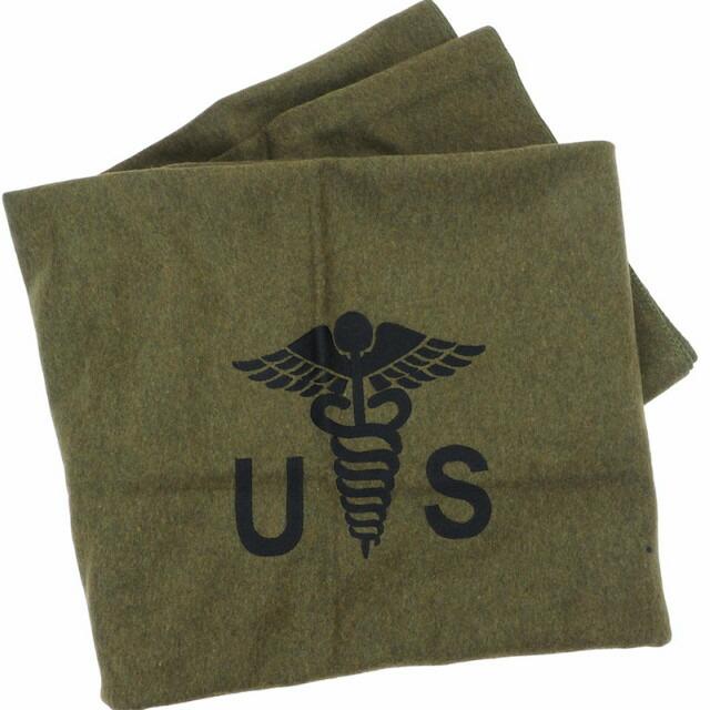 米軍 ブランケット 米軍放出品 US（米軍放出品）メディカルマーク付きウールブランケット