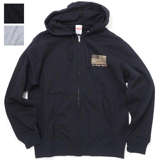 【希少Sサイズ】 secret ブラック　パーカー シークレット Military Style（ミリタリースタイル）U.S. SECRET SERVICE POLICE ZIP