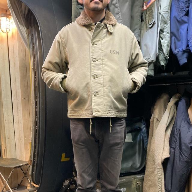 HOUSTON N-1 デッキジャケット ヒューストン　コットン　数回着用　美品 HOUSTON ヒューストン N-1デッキジャケット タイト・バックステンシル