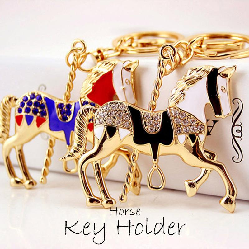 2色展開】ホース 馬キーホルダー 高級感 ゴールド キラキラ ゴージャス
