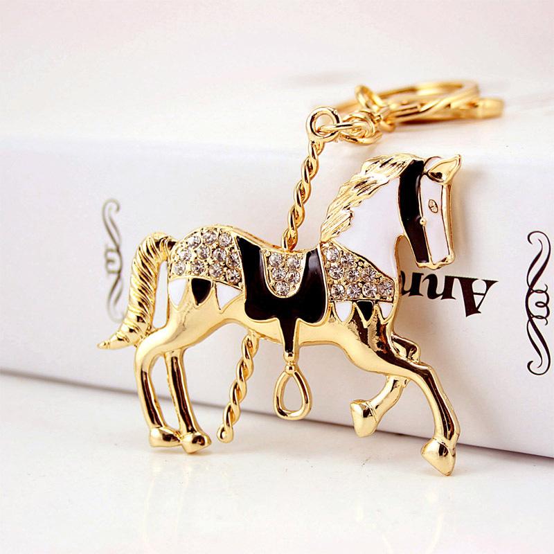 2色展開】ホース 馬キーホルダー 高級感 ゴールド キラキラ ゴージャス