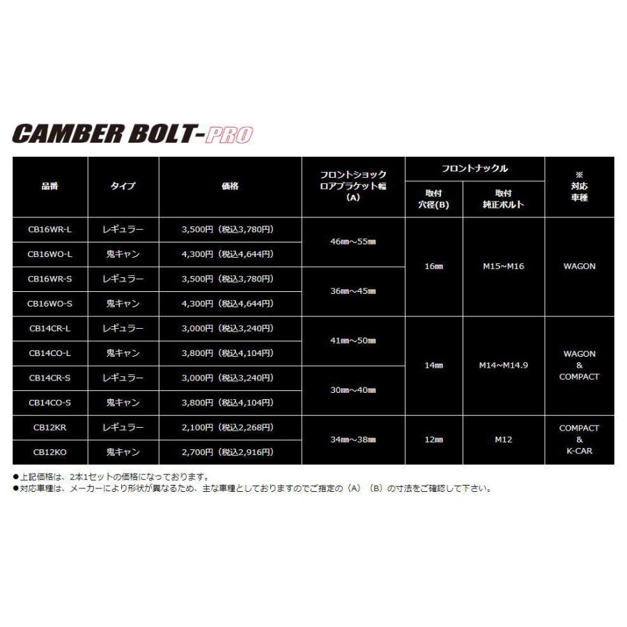 J-LINE ジェーライン キャンバーボルト プロ 鬼キャンタイプ CB12KO 2