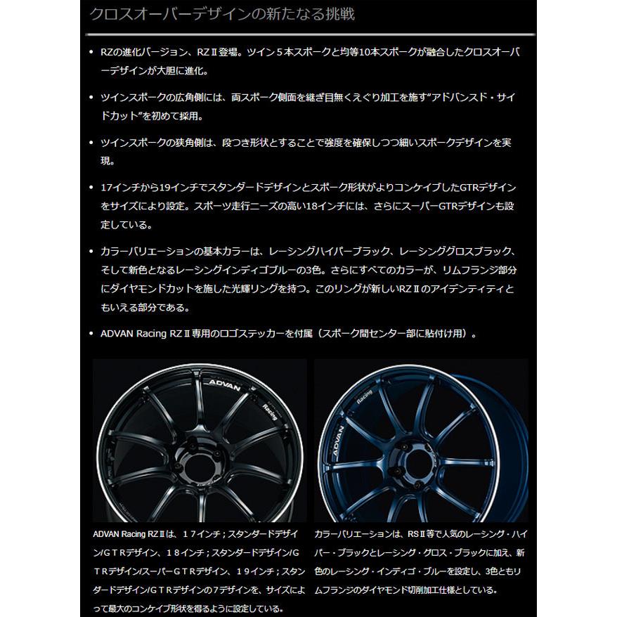 ADVANRACING RZ-Ⅱ 17インチ 1本 アドバンレーシング RZ2 8J-17 ADVAN Racing 17インチ