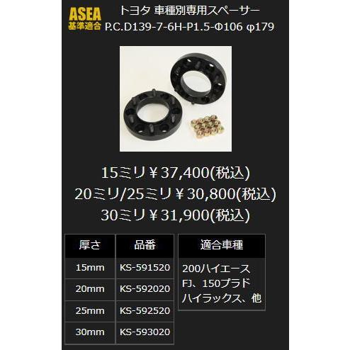 ハイエース 200系 6H/139.7 ハブセンター径:106 ネジピッチ:1.5 厚さ15mm KSP リアル REAL ワイドトレッドスペーサー KS-591520 ※要商品説明確認｜car-cpc｜02